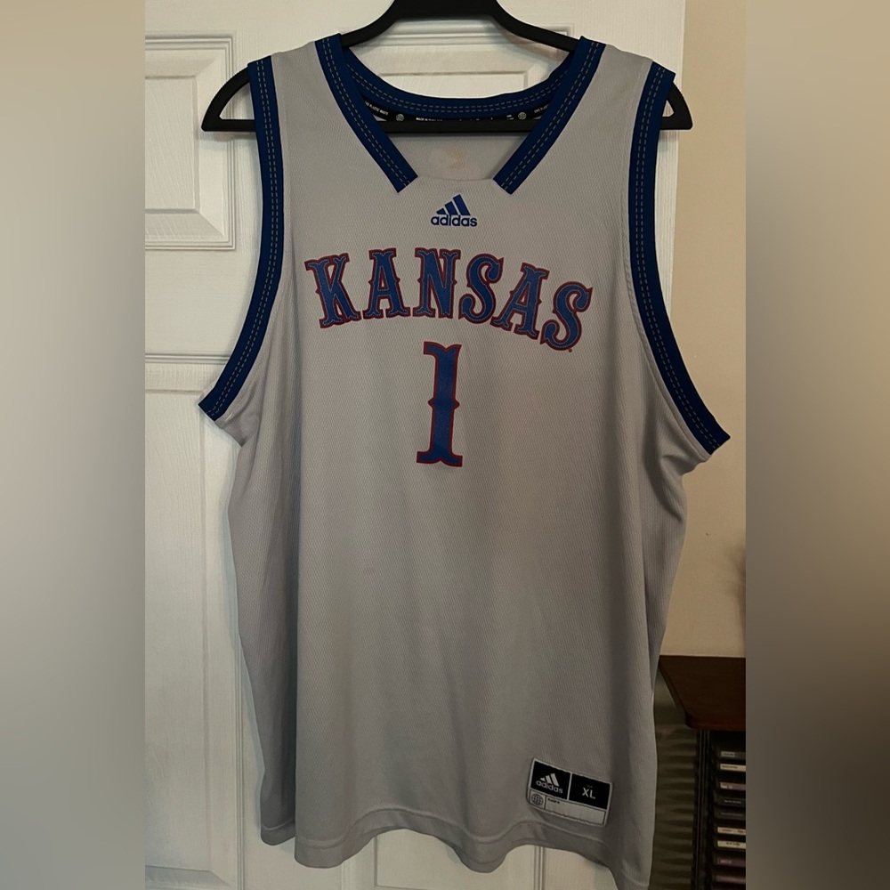 Adidas Men’s XL Kansas Basketball Jersey - Gray with Blue Trim